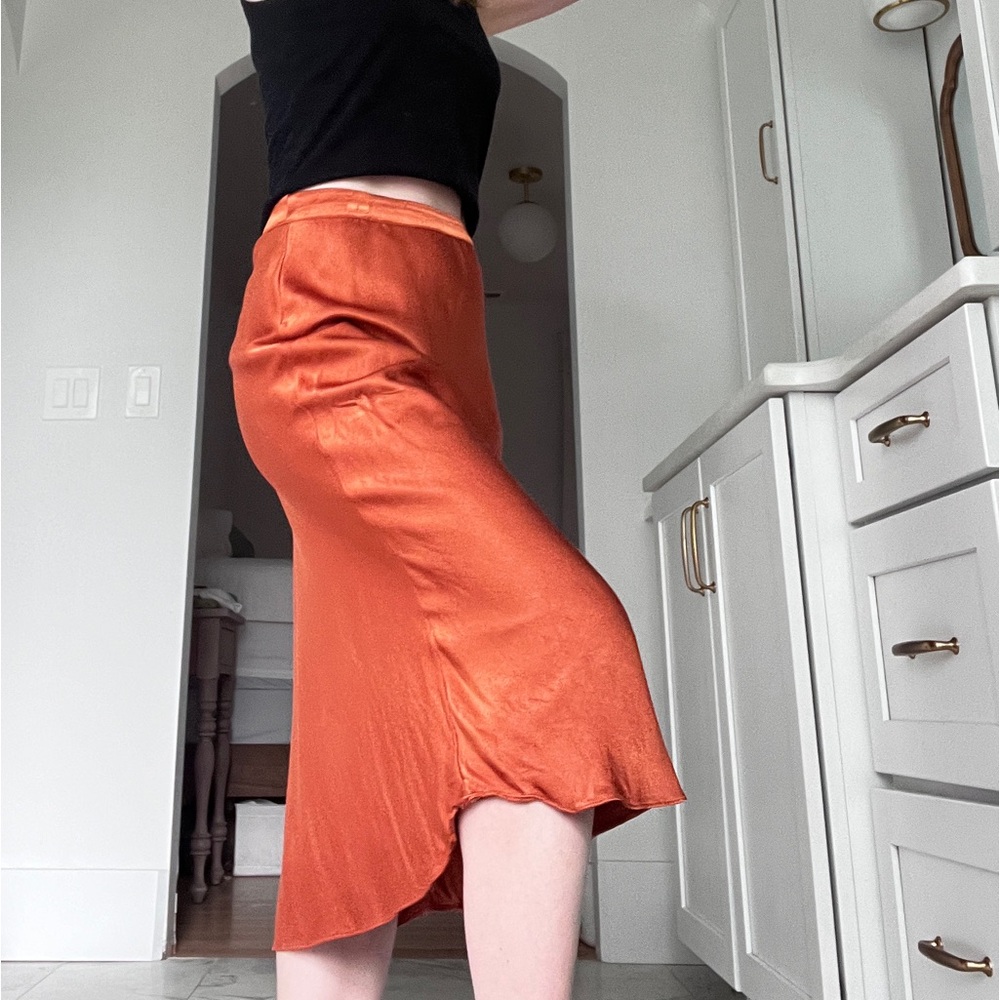 Orange satin like shiny skirt